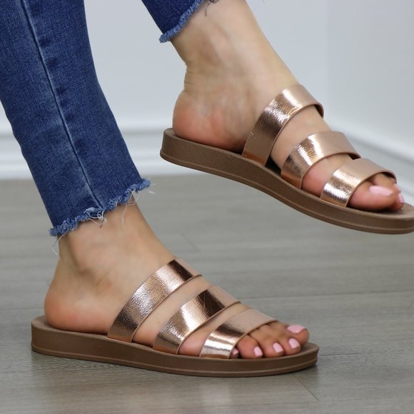 Rose Gold Strap Sandal Flexible Sole for Comfort - Picture 2 of 7